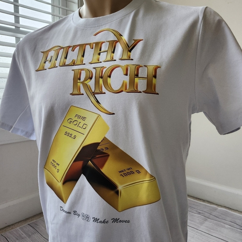 White 'Filthy Rich' Graphic Tee - Picture 10 of 11